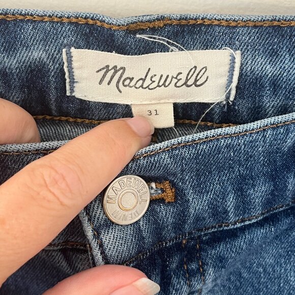Madewell Denim Raw Hem Mini Skirt Size 31 / 12 - Picture 3 of 5